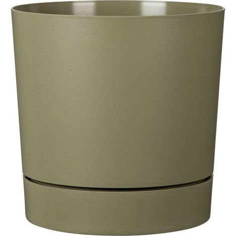 Vaso da fiori con riserva rotondo - GARDEN ID - Plano - Ø 29 - 14 L - H 29 cm - Verde muschio