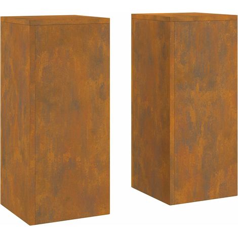 Set di 2 moderni supporti per piante da esterno 24 x 24 x 55 cm design elegante in acciaio arrugginito 020052034