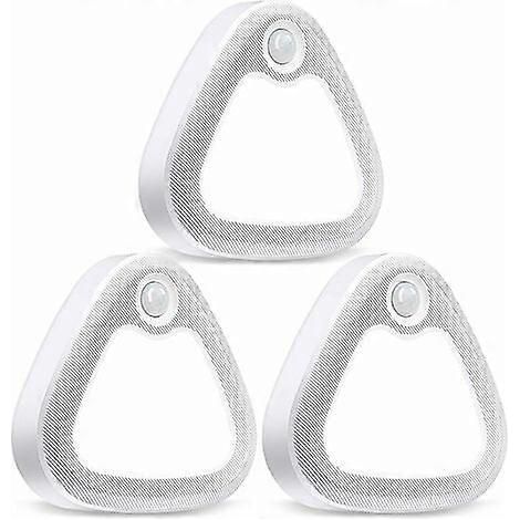 Lampe LED 60 lm avec détecteur de mouvement intérieur, lampe de placard à piles, veilleuse pour couloir, escalier et entrée (lot de 3, blanc) (1/4)