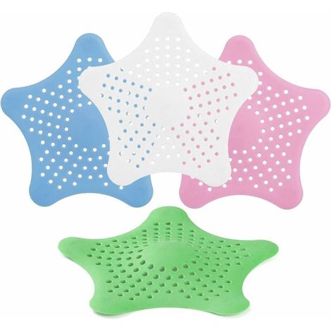 Ahlsen 40 Stück Silikon-Abflussschutz, Duschhaarfilter mit 5 Saugnäpfen, Badewannen-Abflussfilter, leicht zu reinigender Küchenfilter, für Küche und Badezimmer, Badewanne, Weiß10 Stück, Blau10 Stück, (1/5)