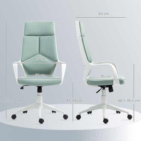 Fauteuil de bureau en tissu avec fonction bascule, réglable en hauteur et pivotant, 63 x 63 x 117-127 cm, vert (1/5)