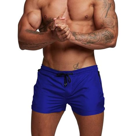 Short de bain homme à séchage rapide, idéal pour la natation et la course à pied. Short de plage respirant pour le sport et la salle de gym, avec doublure en mesh et poches zippées. (1/5)