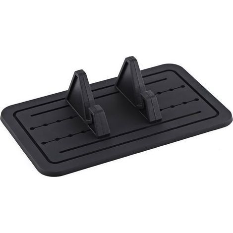 Tapis silicone auto – Support réglable antidérapant – Pour tableau de bord voiture, SUV – Noir 17.5x10.5cm (1/5)