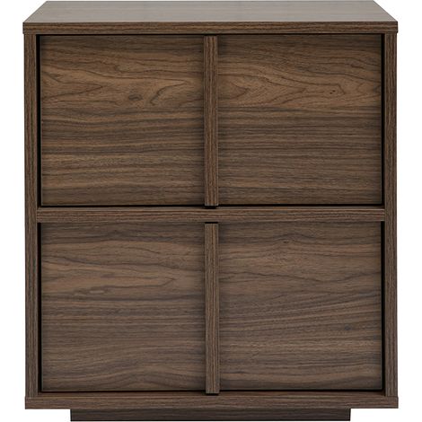 Comodino a 2 cassetti finitura legno scuro noce LOTHAIRE (1/5)