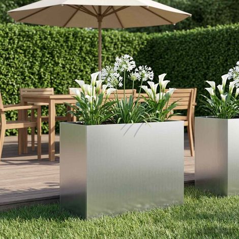 vidaXL Macetero de Jardín Plateado 60 x 30 x 40 cm Acero Galvanizado (1/5)