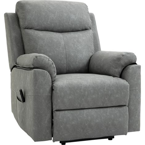 Faux Lear 70° Electric Riser Recliner Chair - Grey (1/5)