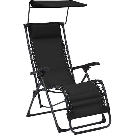 Chaise pliable de terrasse Textilène Noir (1/5)
