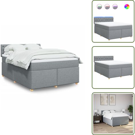 Coprimaterasso lavabile - vidaXL Giroletto a Molle con Materasso Grigio Chiaro 140x190cm Tessuto - Letto con testiera