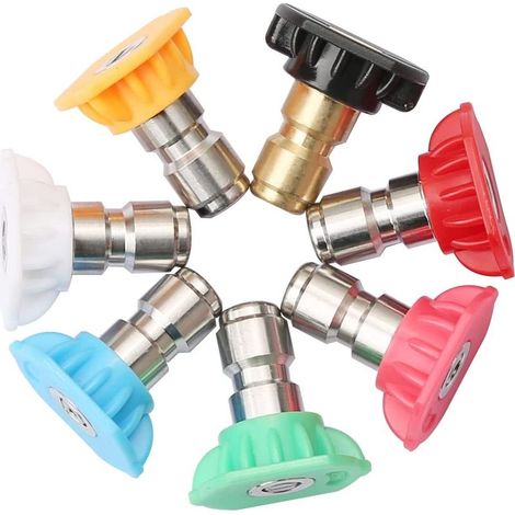 Lot de 7 buses de pulvérisation à dégagement rapide Acier inoxydable Connexion rapide 1/4' Débit 2,5 GPM pour nettoyage efficace (1/5)