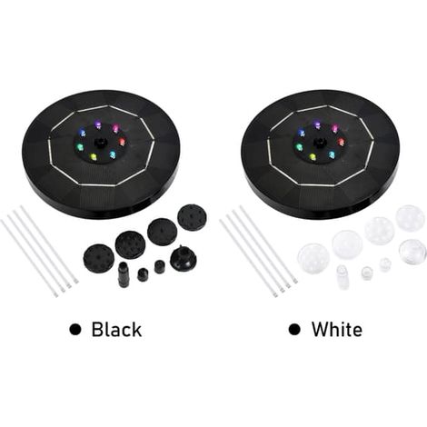 Pompe à fontaine solaire LED 3,5 W avec lumière dégradée colorée, batterie 1800 mAh, 6 buses, pour bain d'oiseaux, bassin de jardin, terrasse, circulation d'eau. (1/2)