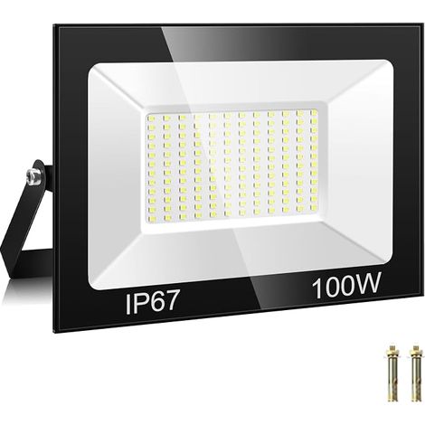 Outdoor LED Floodlight 100W 10000LM IP67 Waterproof  7000K 144 LEDs Cold White LED Security Light, Outdoor LED Spotlight for Patio, Garage, Garden, Yard