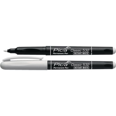 Permanentmarker INSTANT WHITE weiß Strich-B.1-2mm Stift m.Clip PICA