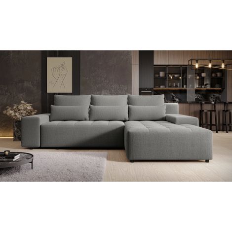 AX LIVING Ecksofa mit Schlaffunktion Alvorada 280 cm grau