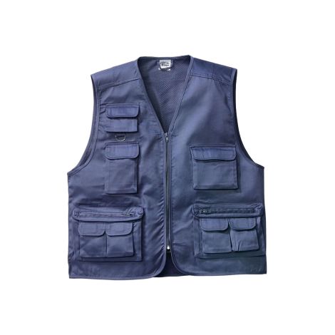 Sottozero gilet Star veste de travail multi-poches en coton avec zip veste sans manches Blu L