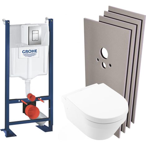 Grohe Pack WC Bâti autoportant + Cuvette Architectura sans bride + Plaque chrome + Set habillage (ProjectArchitectura2-1-sabo) (1/5)
