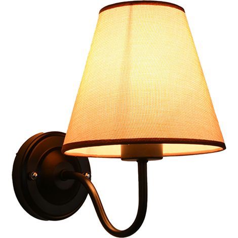 Modern LED wall light in enameled iron and fabric shade, 110-240V, for living room, bedroom or restaurant (1/5)