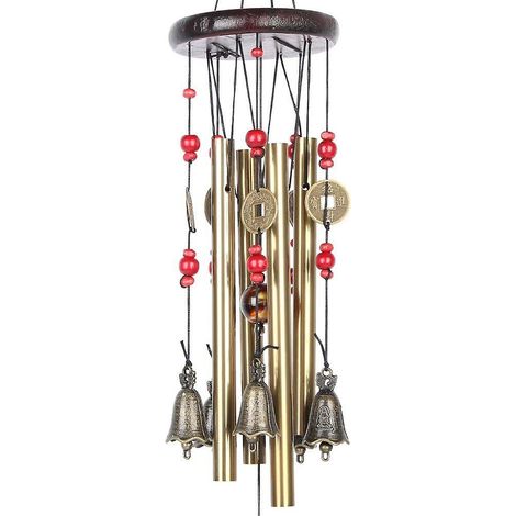 Carillon en bois massif Bronze Antirouille, motif Pâturage de Montagne, avec ornements surdimensionnés portant l'inscription « Bénédictions » (1/5)