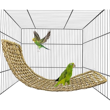 Hamac et tapis d'escalade tissés en jonc de mer 76 x 18 cm – Accessoire de cage résistant aux morsures pour perroquets, cacatoès et autres oiseaux.