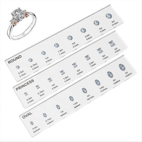 Ensemble de baguiers, outil de mesure de pierres précieuses, jauge de taille de doigt 7,9 x 1,9 po, échelle de mesure en carats, accessoire de mise en forme de bijoux (1/5)