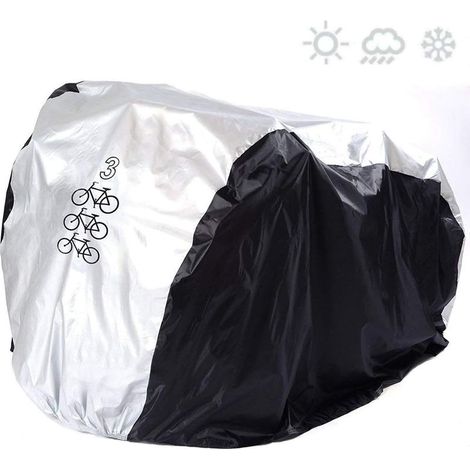 Housse de Vélo Extérieure pour 3 Vélos, Bâche Protection de Bicyclette en Tissu Polyester Imperméable Anti-Poussière Pluie Soleil Neige pour Vélo de Route VTT, 200x105x110cm (1/5)