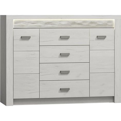 Cómoda Serfeno 104, Arte blanco, Con cajones y puertas, Número de cajones: 4, 104x137x42cm