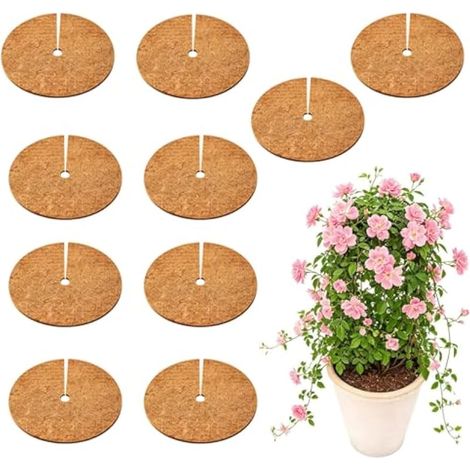 Lot de 10 tapis de protection contre le gel en fibre de coco pour plantes, 30 x 30 cm, tapis de paillage rond et plat, anti-herbe, biodégradable (20) (1/5)
