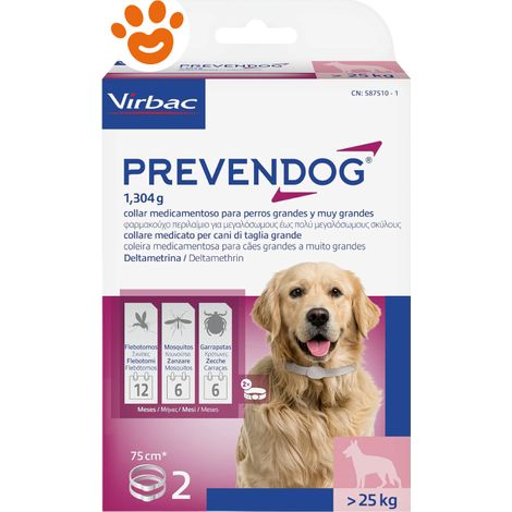 Virbac Dog Prevendog Collari 75 cm Oltre 25 Kg - Confezioni 2 Collari - Antiparassitari CANE