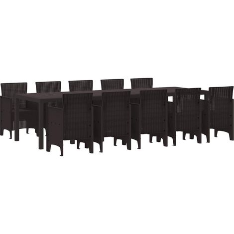 vidaXL Garden Dining Set 11 pcs Brown Rattan (1/4)