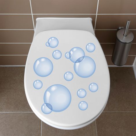 Sticker WC abattant toilettes, déco trompe l'oeil 33x38cm, bulles de savon, décoration intérieure, autocollant mural. (1/4)