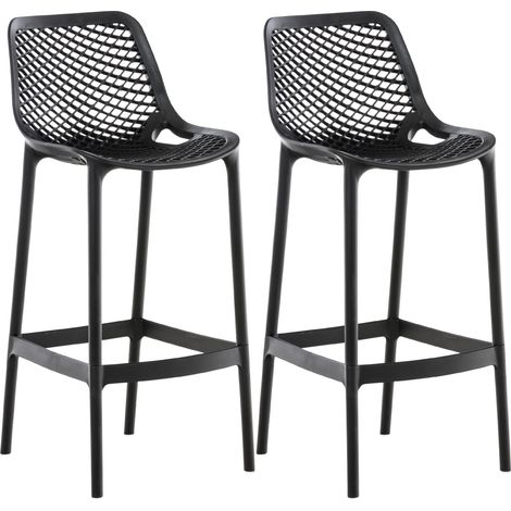 CLP – Lot de 2 tabourets de bar en polypropylène résistant aux UV – Dossier incurvé pour confort – Capacité 160 kg – Protection de sol