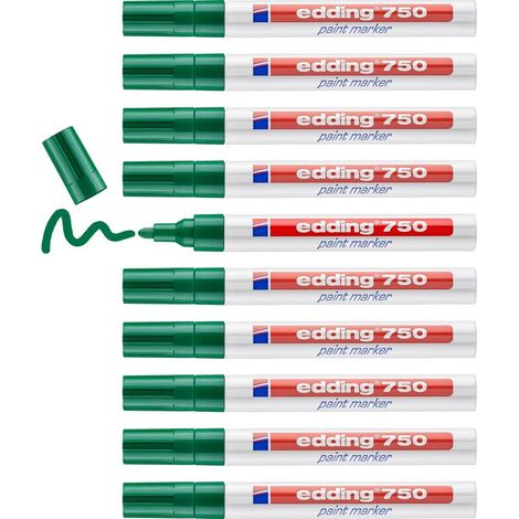 marqueur peinture - vert - 10 stylos - pointe ronde 2-4 mm - marqueur de peinture pour l'étiquetage du métal, verre, roche ou du plastique - résistant à la chaleur, permanent et étanche (1/5)