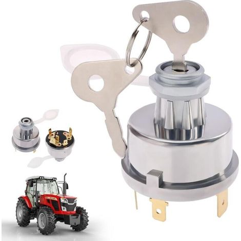 Interrupteur d'allumage universel 35670 12V/24V avec 2 clés Compatible avec Massey Ferguson JCB, AS, Interrupteur de démarrage de moteur en métal durable Lucas pour tracteurs, machines d'usine (1/5)