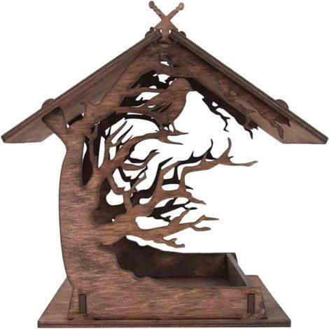 Mangeoire Oiseaux Exterieur en Bois,Maison Oiseaux, Mangeoire à Oiseaux, Distributeur Suspendu Imperméable d’Extérieur Mangeoire pour Oiseaux Sauvages,Suspendre en Extérieur,Décoration Jardi (1/5)