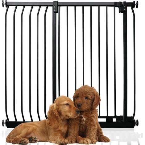 Bettacare Extra Tall Elite Dog Gate, 98cm - 107cm, Matt Black, Extra Tall 96.8cm in Height, Pressure Fit Pet Gate