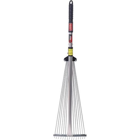 Balai à gazon extensible 82 à 166 cm – Manche télescopique en aluminium – 15 dents rondes à bout plat – Pour ramassage efficace des feuilles – Spear & Jackson (1/10)