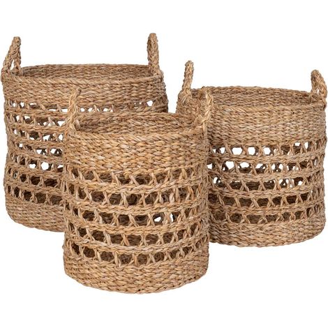 Balok panier lot de 3 pièces naturel,noir.