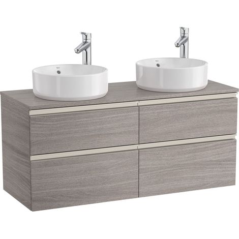 Mueble base de 4 cajones para 2 lavabos de sobre encimera THE GAP - ROCA Color: Roble City texturizado
