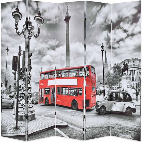 Paravent Cloison de séparation - Séparateur de Jardin 200 x 170 cm Bus londonien Noir et blanc BV847273 - BonneVie (1/5)