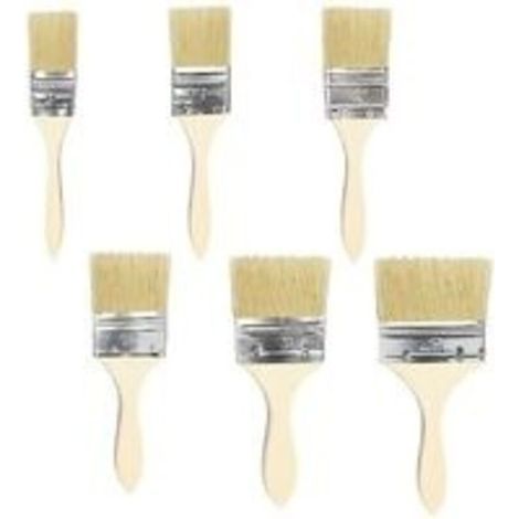 6-teiliges Pinselset, Holzpinsel mit Holzgriffen, flache Borsten zum Bemalen von Spanplatten, zum Auftragen von Beizen, Lacken und Klebstoffen (1", 1,5", 2", 2,5", 3", 4") (1/5)