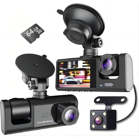 Triple cámara para coche 1440P+1080P+1080P, vigilancia de aparcamiento 24 horas, visión nocturna, sensor G (1/4)