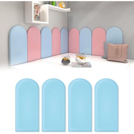 SIENTICE 4-teiliges Wandverkleidungsset für Kinderzimmer, 3D-Wandpaneel, selbstklebende Wandverkleidung, Wandpaneel (Blau, 20 x 40 cm)