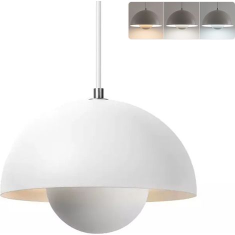 Lustre, suspension moderne, plafonnier suspendu avec ampoule, luminaires de décoration intérieure, 3 températures de couleur, 23 cm (blanc) (1/5)