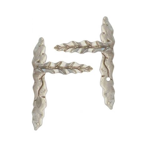 Ouvre&Déco – 2 poignées de porte FEUILLE verrou condamnation, aluminium vieil argent entraxe 195 mm