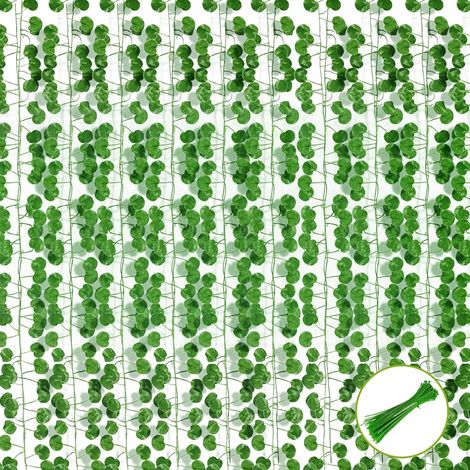 Guirlande de 12 feuilles de bégonia artificielles avec attaches métalliques, idéale pour la décoration murale, le jardin, les mariages et les fêtes. (1/4)