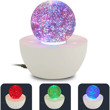 Briloner Lampada Da Tavolo RGB Con Sfera Glitter Ø12x13,5 cm 0,6W Cambio Colore Automatico Bianco Antico - Luce Notturna Cameretta Lampada Decorativa Soggiorno (1/5)