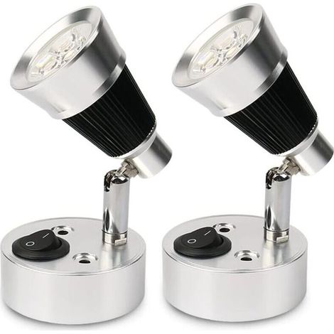 12V LED Spot Lampe de Lecture Murale, 2 pièces Auto LED Lumière Interrupteur réglable Intérieure e Van Lumière pour RV,, e, Bateau, Yacht