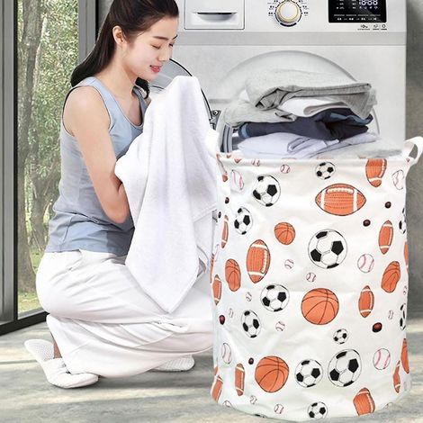 BEBUSINGOTO Paniers à linge, tissu en toile pliable, panier à linge portable avec poignées, bac de rangement pour vêtements sales, organisateur de jouets pour salle de bain (1/5)