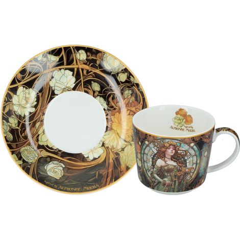 Carmani, 230-ml-Tasse mit Untertasse, inspiriert von den Werken A. Muchas