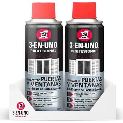 3-EN-UNO Profesional Pack 2 unidades Lubricante de Puertas y Ventanas 250ml