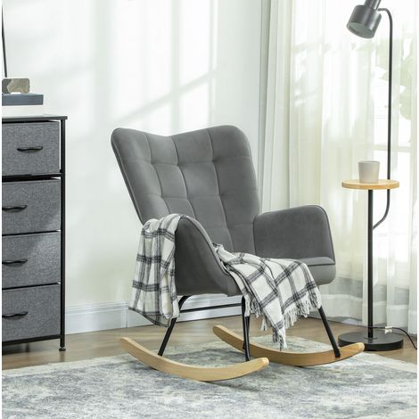 Poltrona a dondolo imbottita 71x98x101 cm OKMYHOME (1/3)